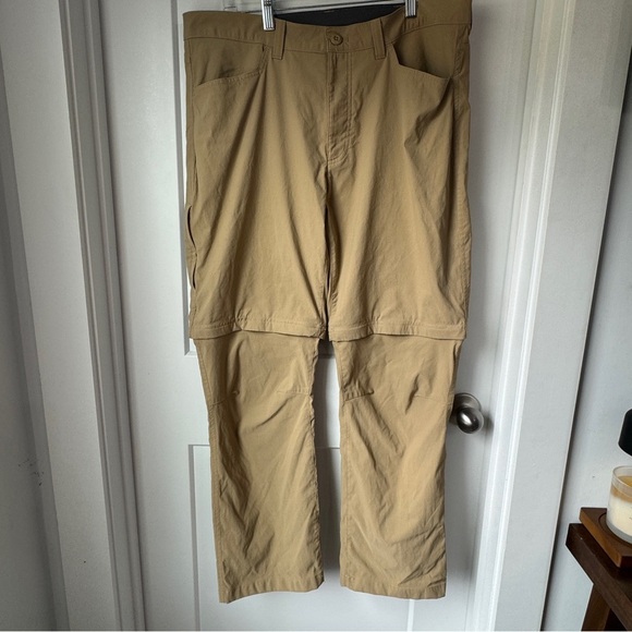 Eddie Bauer Men’s Khaki Convertible Tech Pants Size 36×30 Outdoor Hiking Nylon - Picture 1 of 9